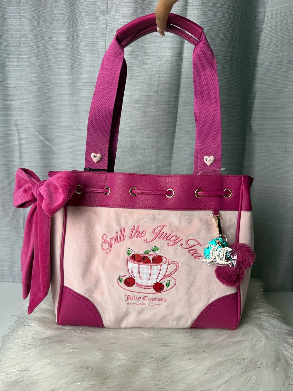 JUICY COUTURE pink clay sweet tea party daydreamer tote bag
